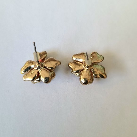 Metal and clear rhinestone earrings. - Picture 4 of 6